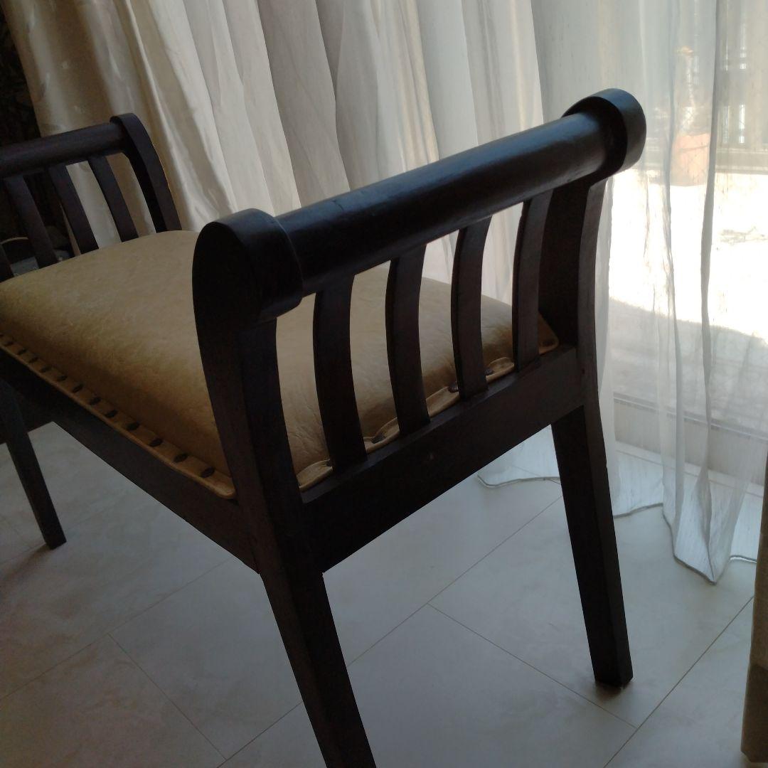 アジアンテイスト革張りベンチ