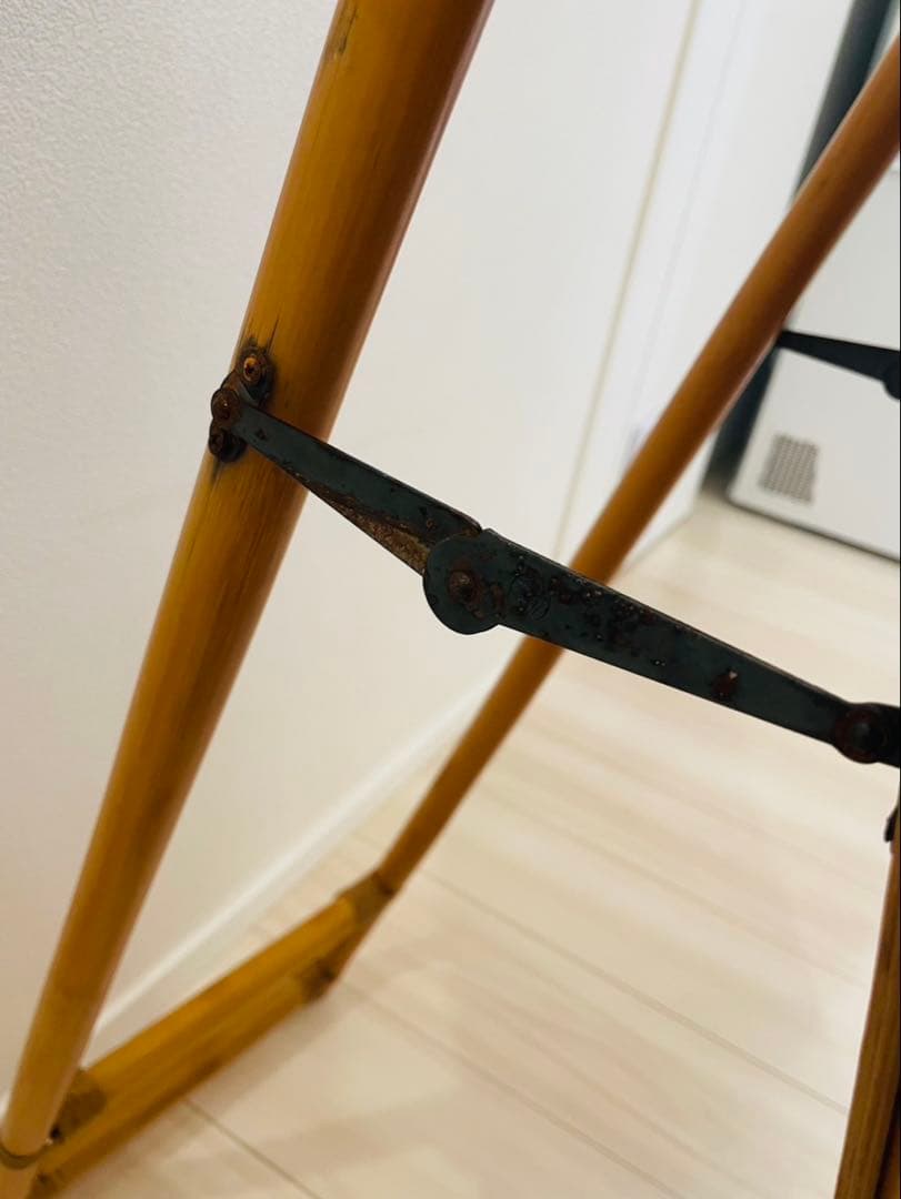 昭和レトロ エスニック ラタン スタンドミラー 立て掛け鏡 姿見 等身鏡