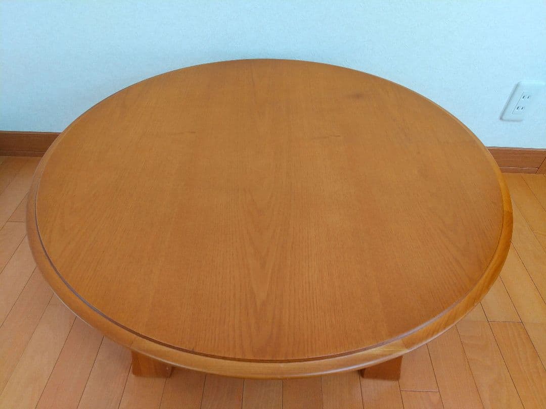 【美品】ナチュラル 木目調 ちゃぶ台 折りたたみ 丸テーブル 直径80cm