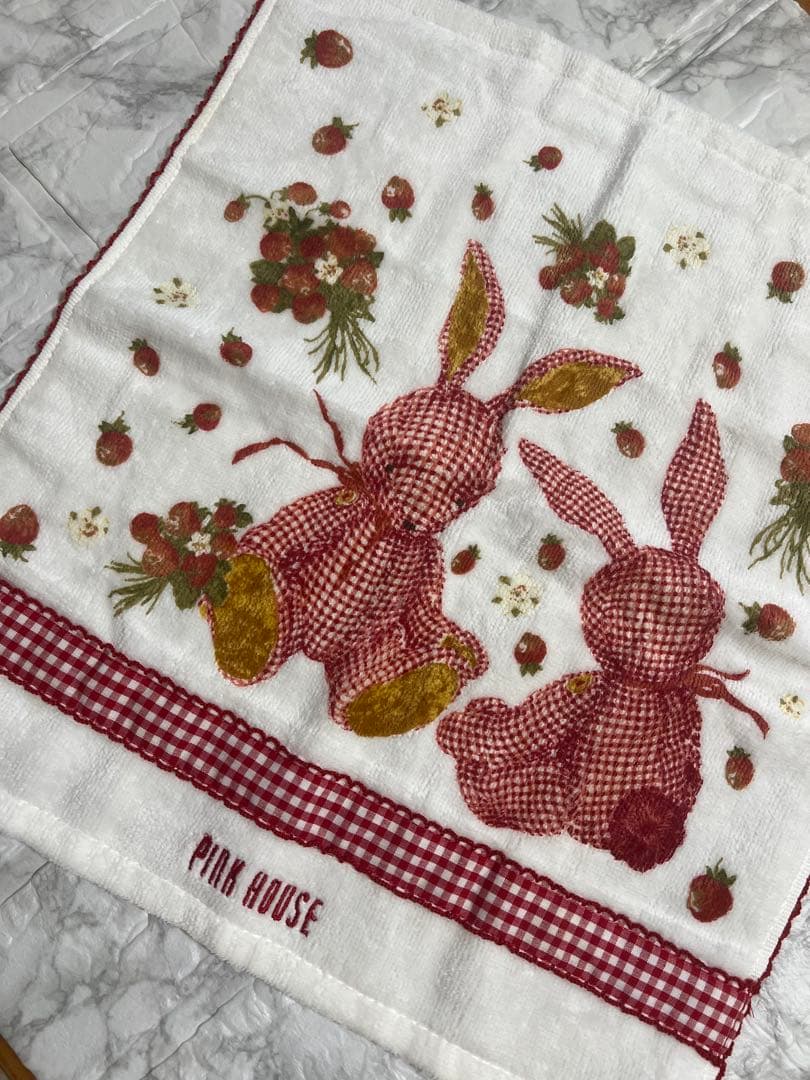 PINK HOUSE ギンガムうさぎウォッシュタオル