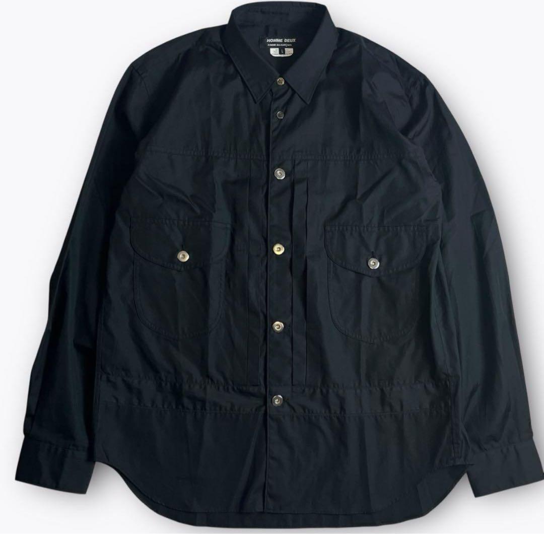 ヒ*ー様 コムデギャルソン オム ドゥ ドレスシャツ ブラック ドッキング L