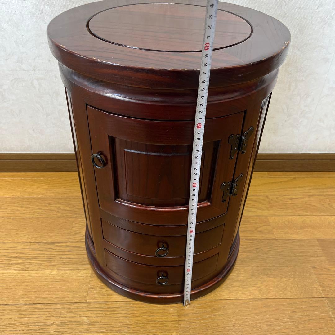 木製 丸型　箪笥　スツール アンティーク 花台 盆栽台 椅子 スツール