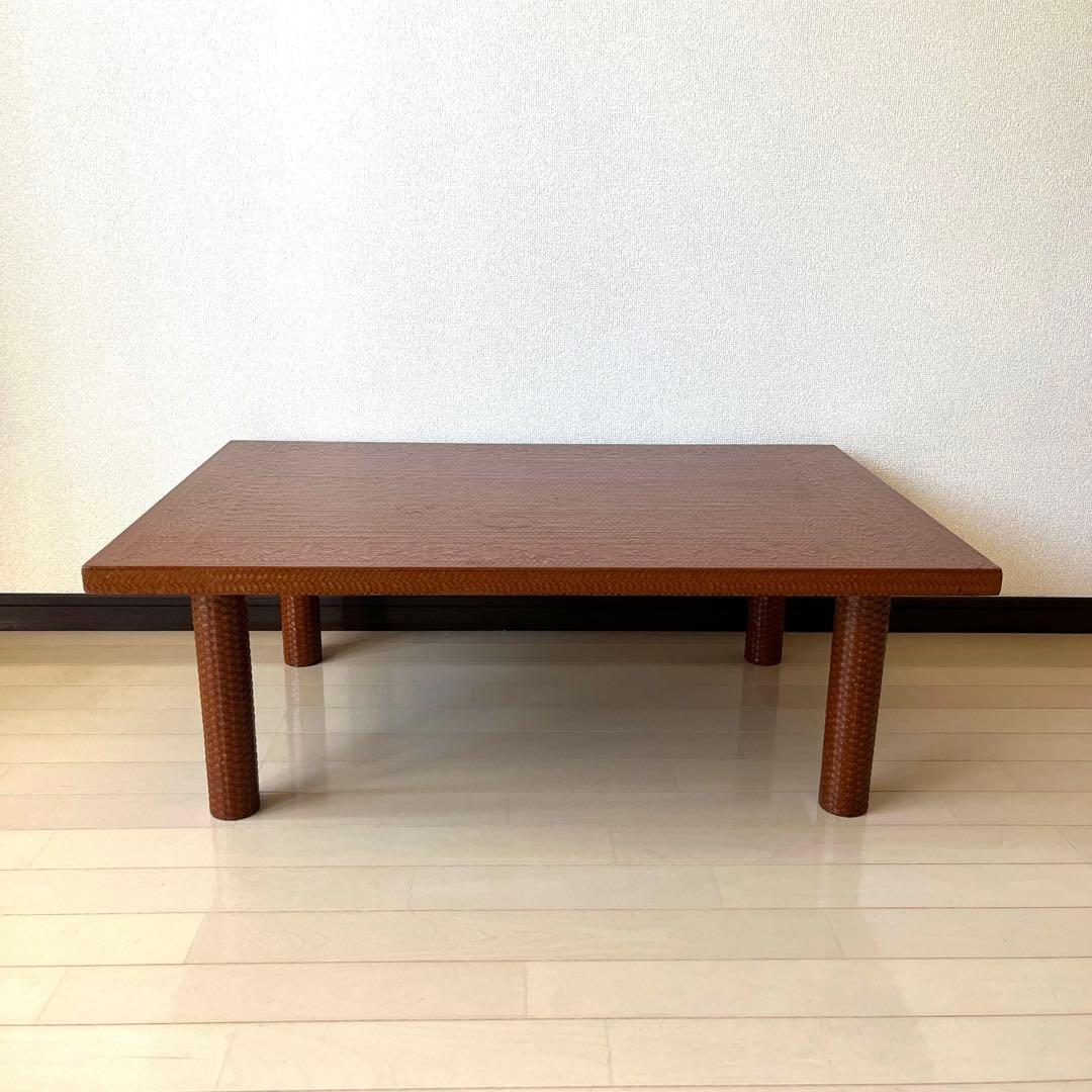 井上らんたい漆器 籃胎 丸脚応接台 茶 テーブル 定価25万円 伝統工芸