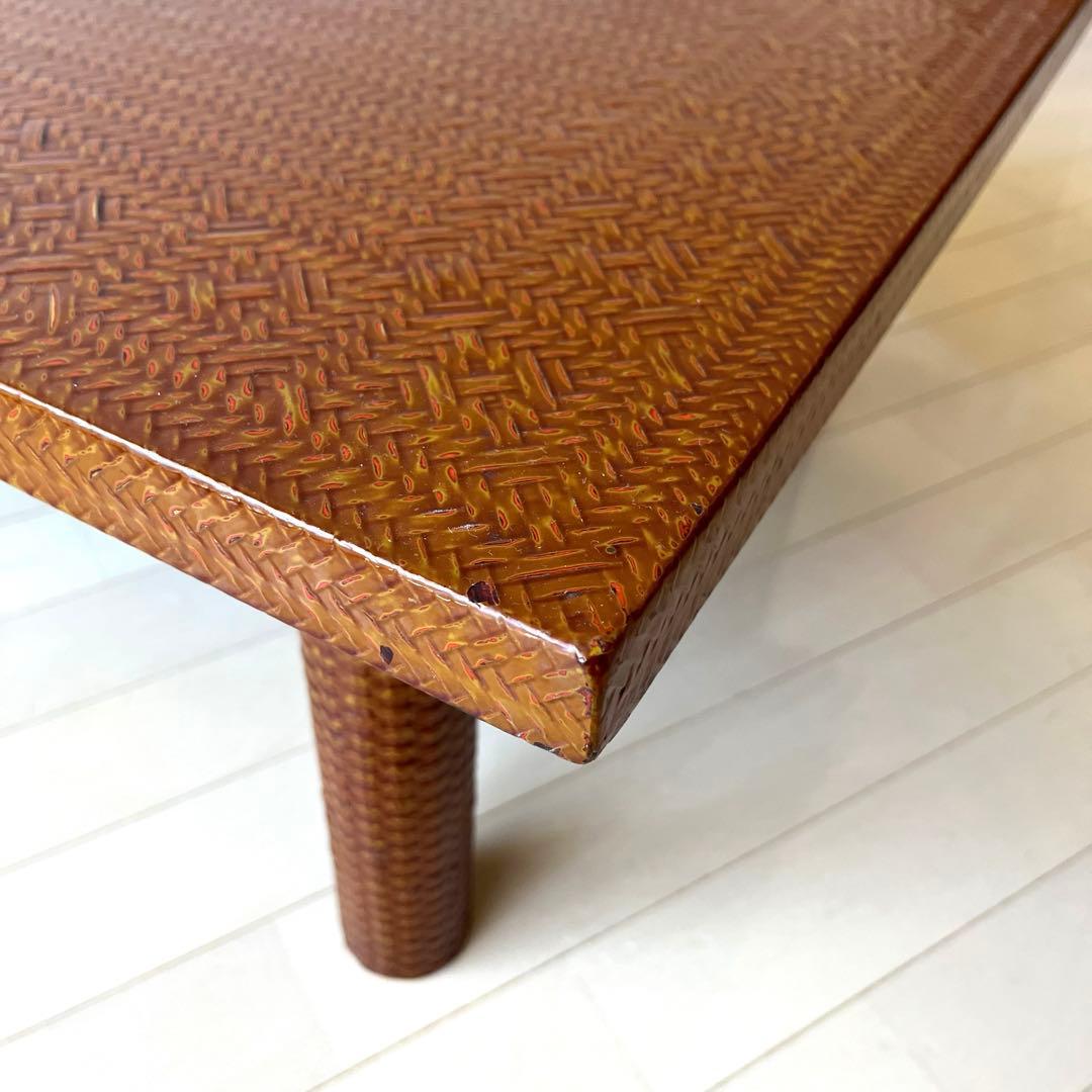 井上らんたい漆器 籃胎 丸脚応接台 茶 テーブル 定価25万円 伝統工芸