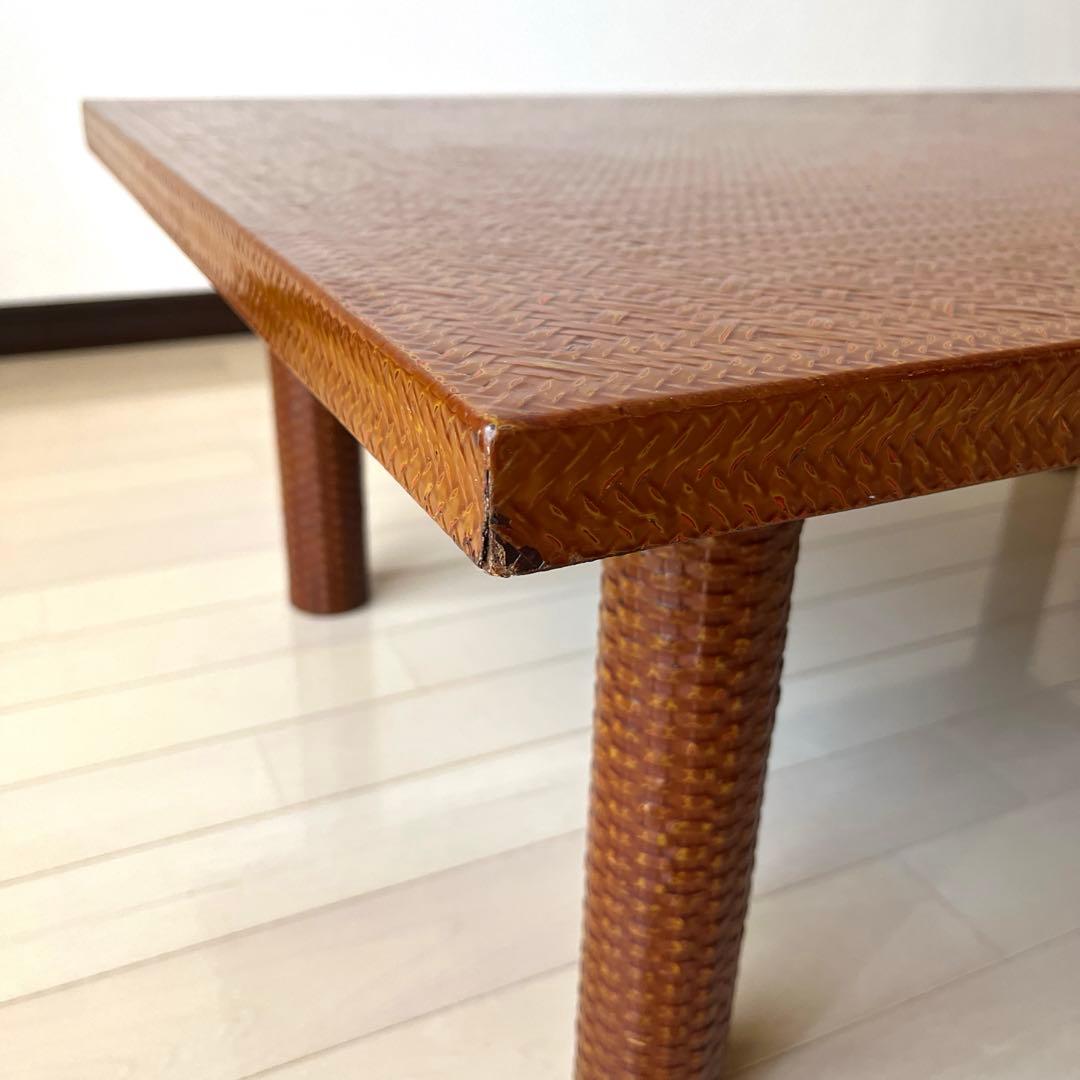 井上らんたい漆器 籃胎 丸脚応接台 茶 テーブル 定価25万円 伝統工芸