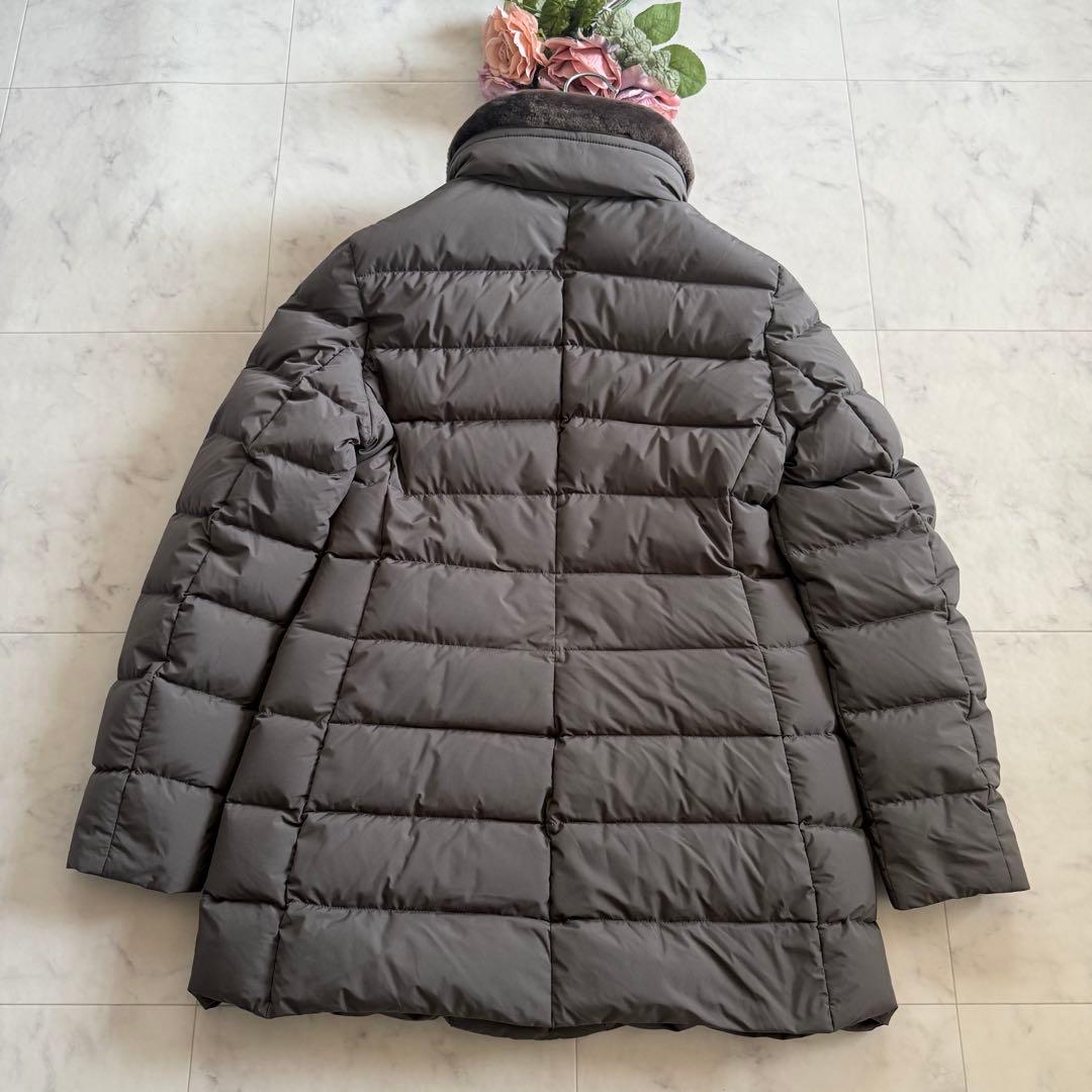 希少★MooRER エレッタ ダウンコート ファー付き 軽量 42 ブラウン