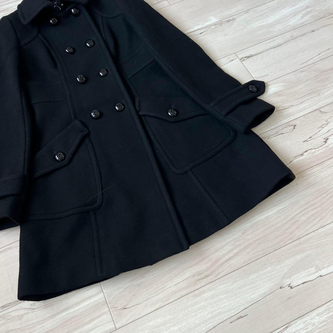 バーバリーブルーレーベル　ダブルブレスト　ロングコート　チェック　ウール