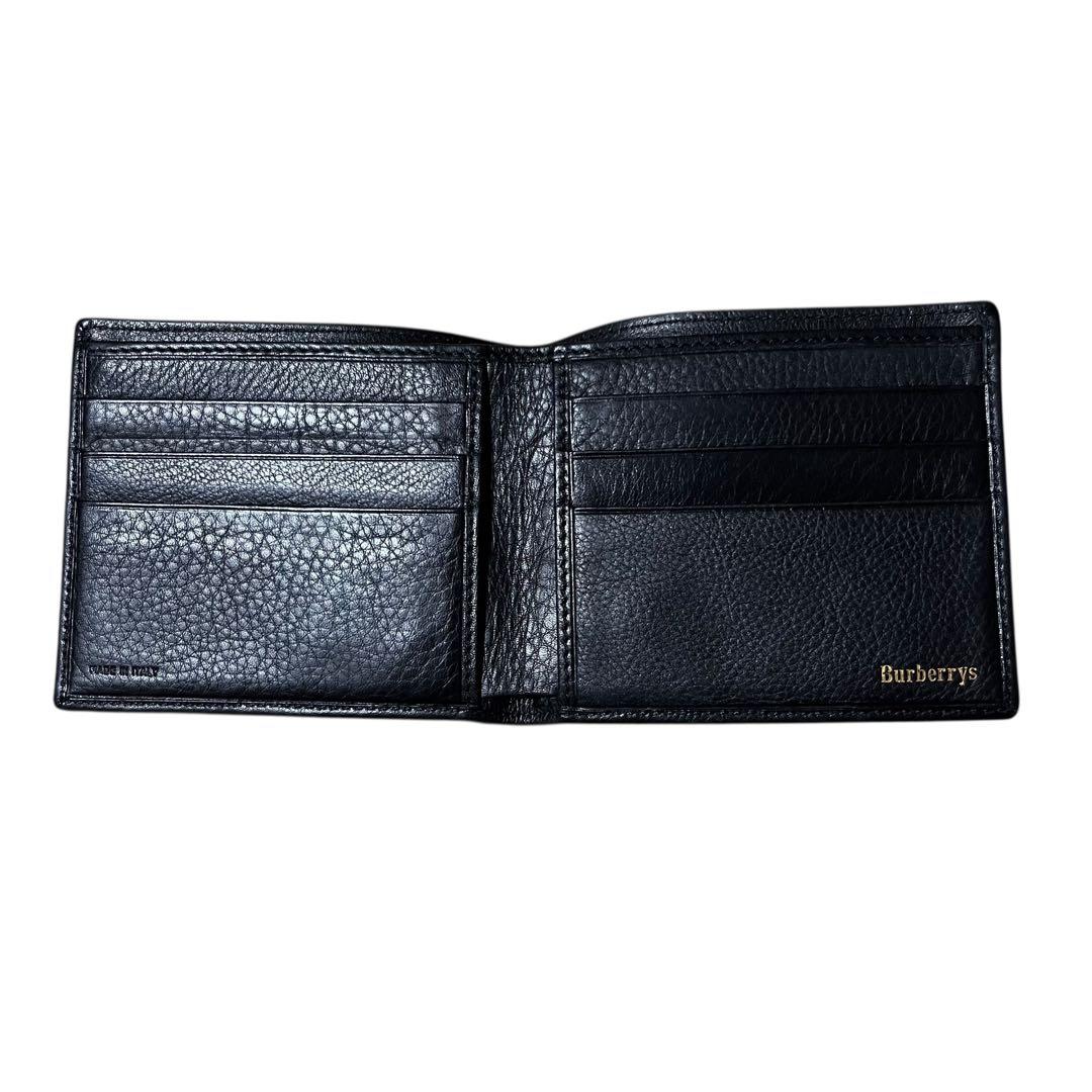 未使用✨バーバリー　ロゴ型押し　財布　二つ折り　ブラック　本革　ノバチェック