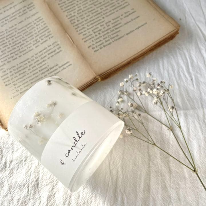 完売【再販】ボタニカルキャンドル かすみ草キャンドル キャンドルホルダー