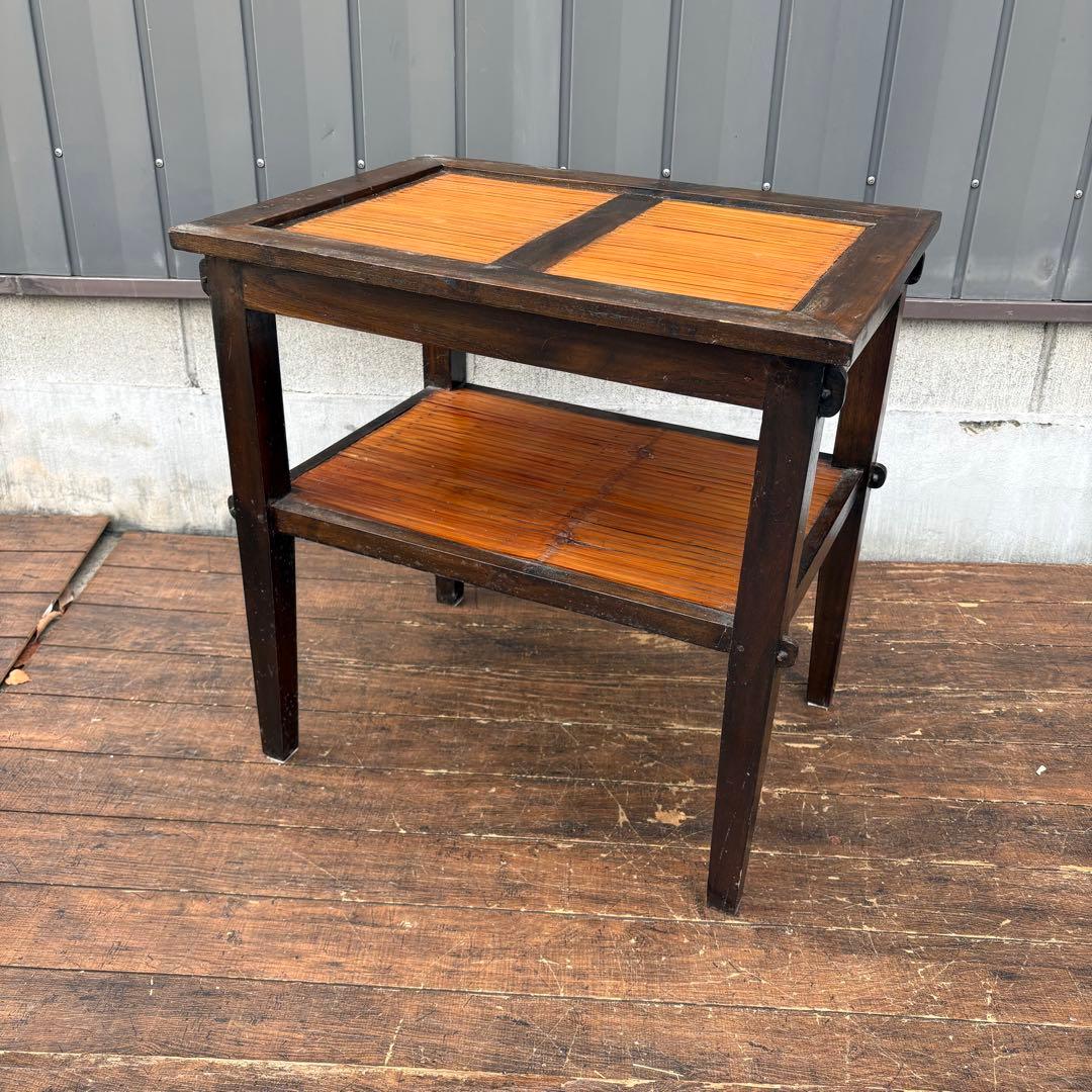 D2上 昭和レトロ エスニック バンブーテーブル サイドテーブル ローテーブル