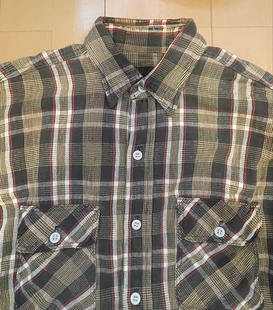 59s 60s ヴィンテージ ヘビーネルシャツ マチ付き 古着