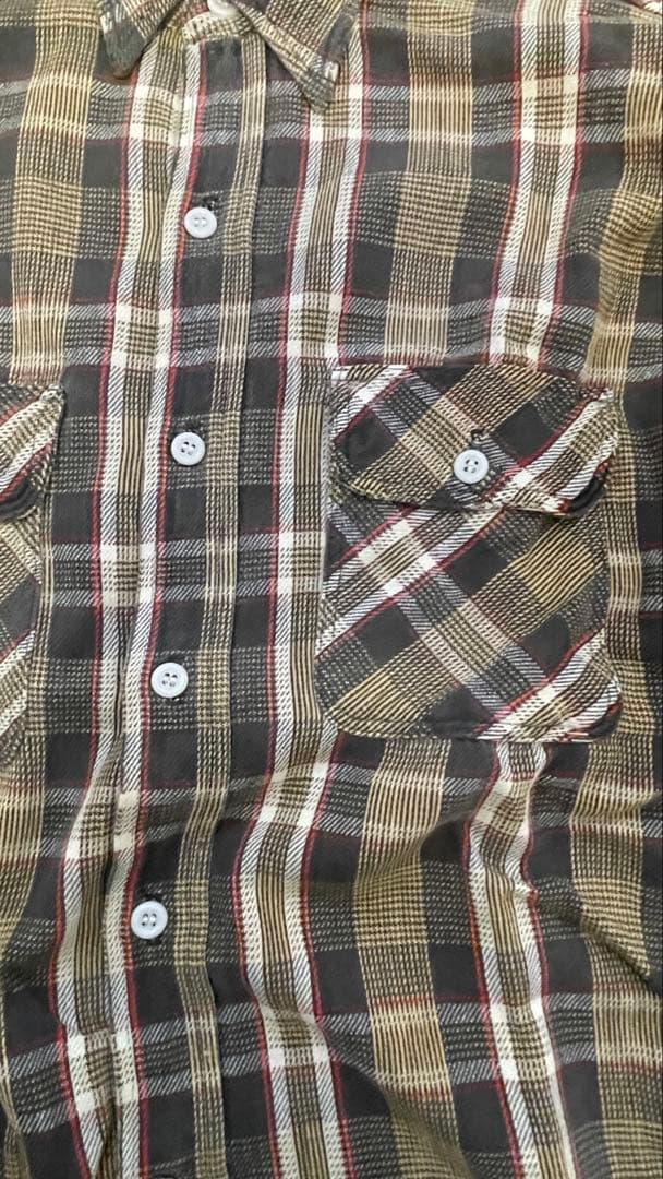 59s 60s ヴィンテージ ヘビーネルシャツ マチ付き 古着