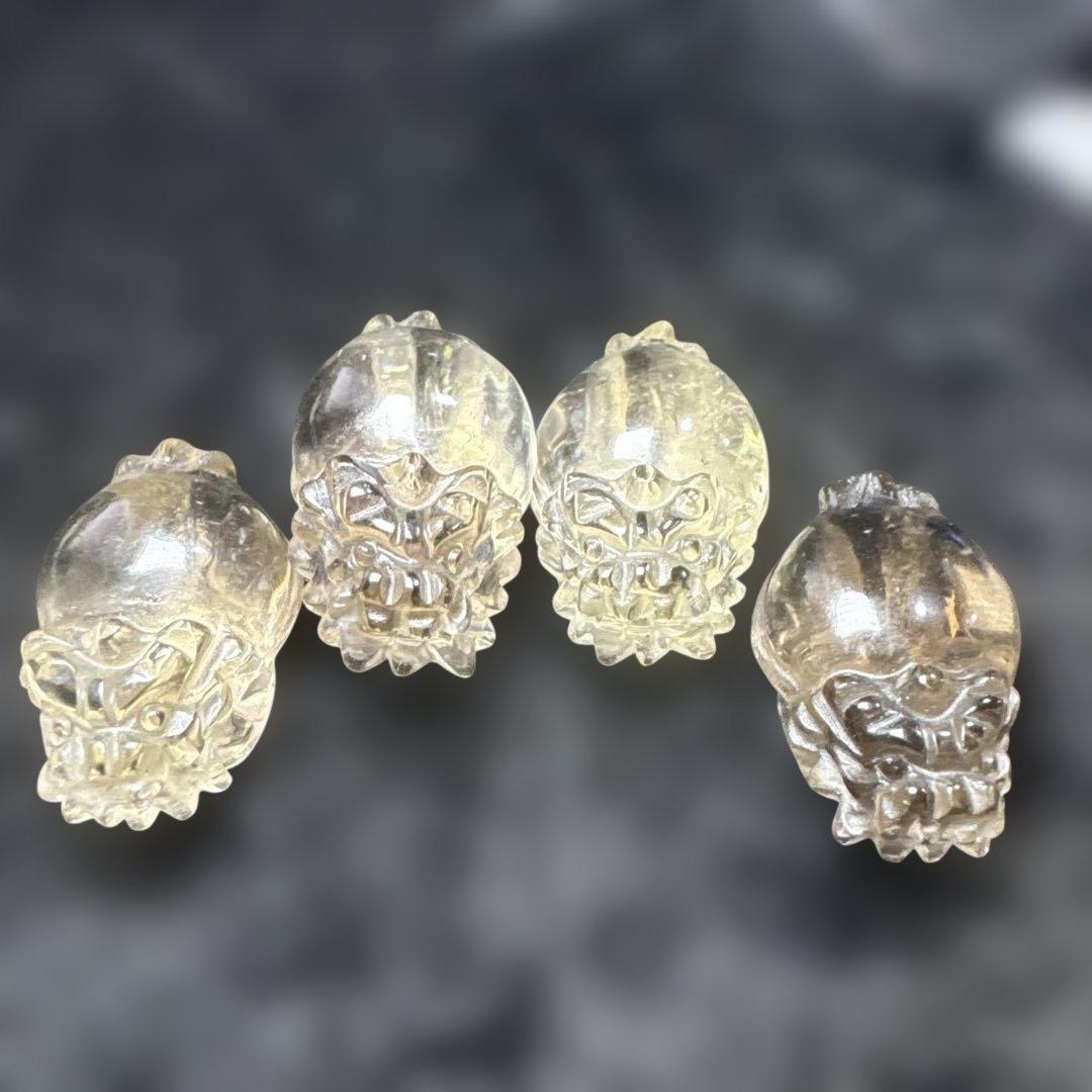 【高品質】透明　スモーキークォーツ　龍亀　ロングイセット