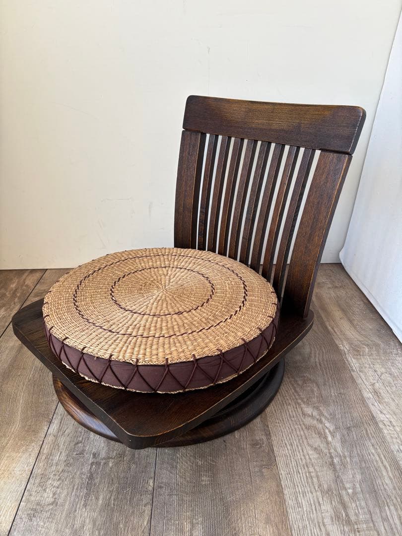 回転座椅子　無垢　和モダン　和室　タモ材　オーク材　⑤