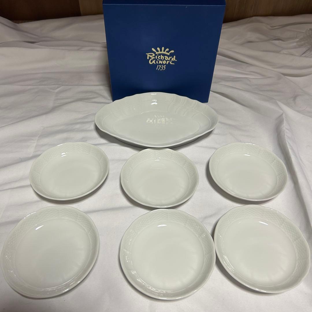 【箱付き】リチャードジノリ ベッキオホワイト 菱形皿 1枚＆丸小皿 6枚セット
