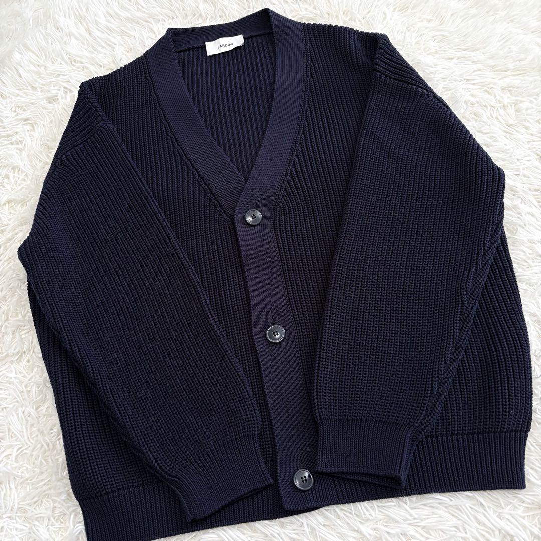 美品 定価7.3万 24SS ラルディーニ Vネックカーディガン ネイビー L