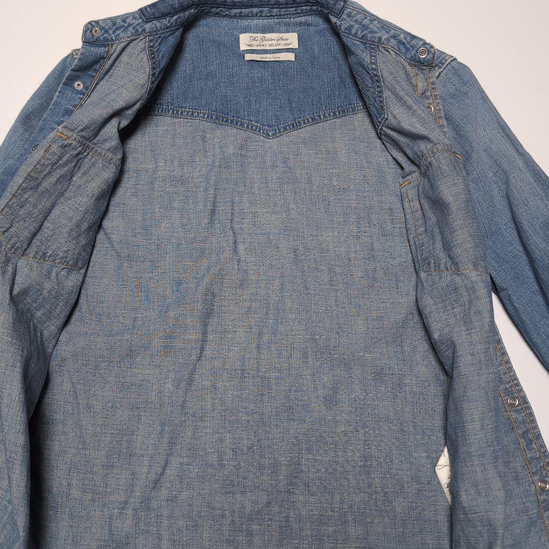 レミレリーフ REMI RELIEF メタルスタッズ デニムシャツ XL スカル