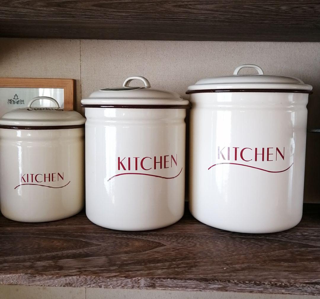 ヴィンテージ❋ホーローキャニスター3個セット