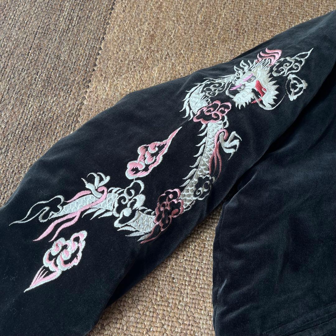 90s 別珍 スカジャン ピンクロ vintage 鷹 虎（検 50s 60s