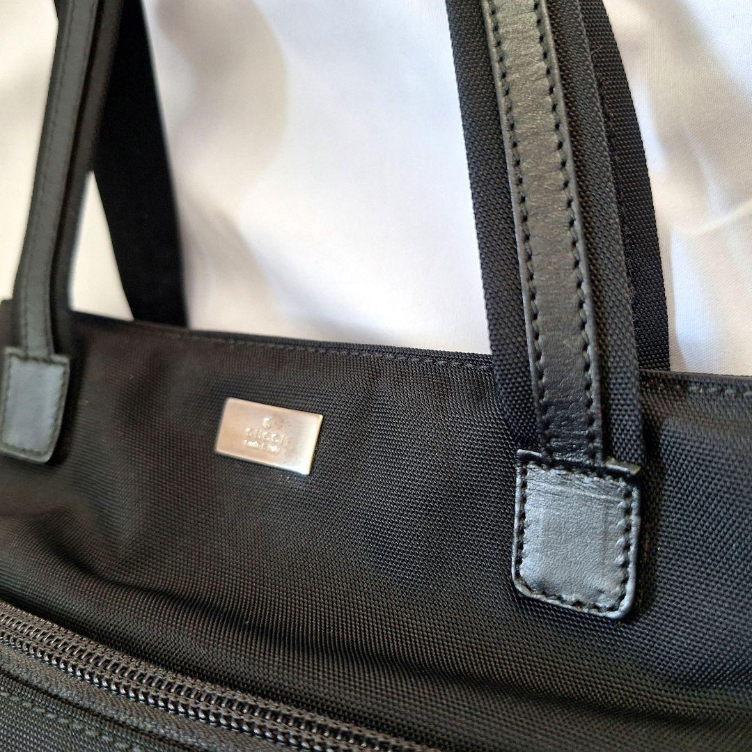 【美品】GUCCI レザー ナイロン ミニトートバッグ ブラック イタリア製