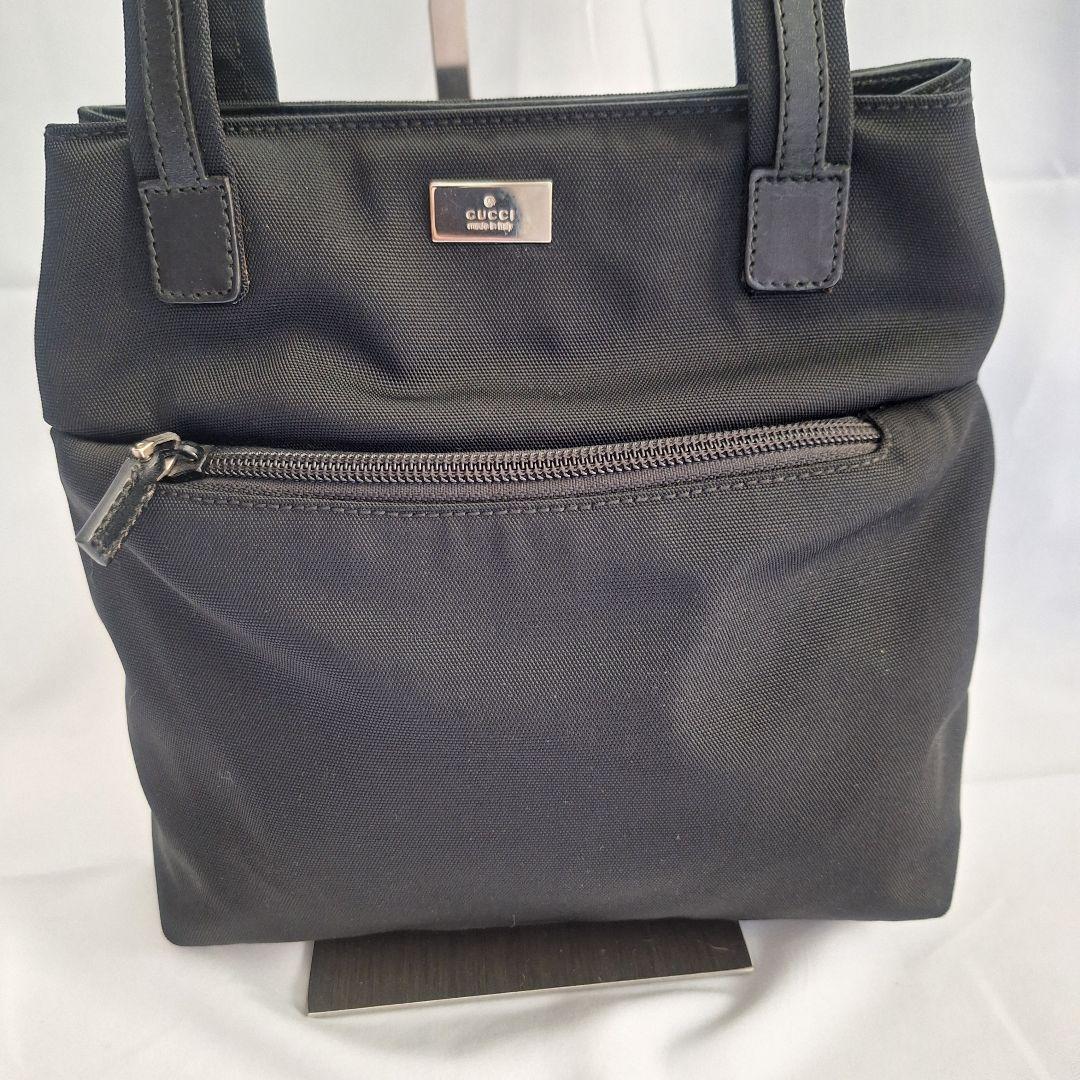 【美品】GUCCI レザー ナイロン ミニトートバッグ ブラック イタリア製