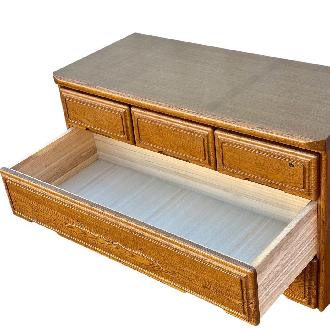 起立木工 ハイチェスト 7段 国産 ナラ材 鍵付き 婚礼家具 クラシック