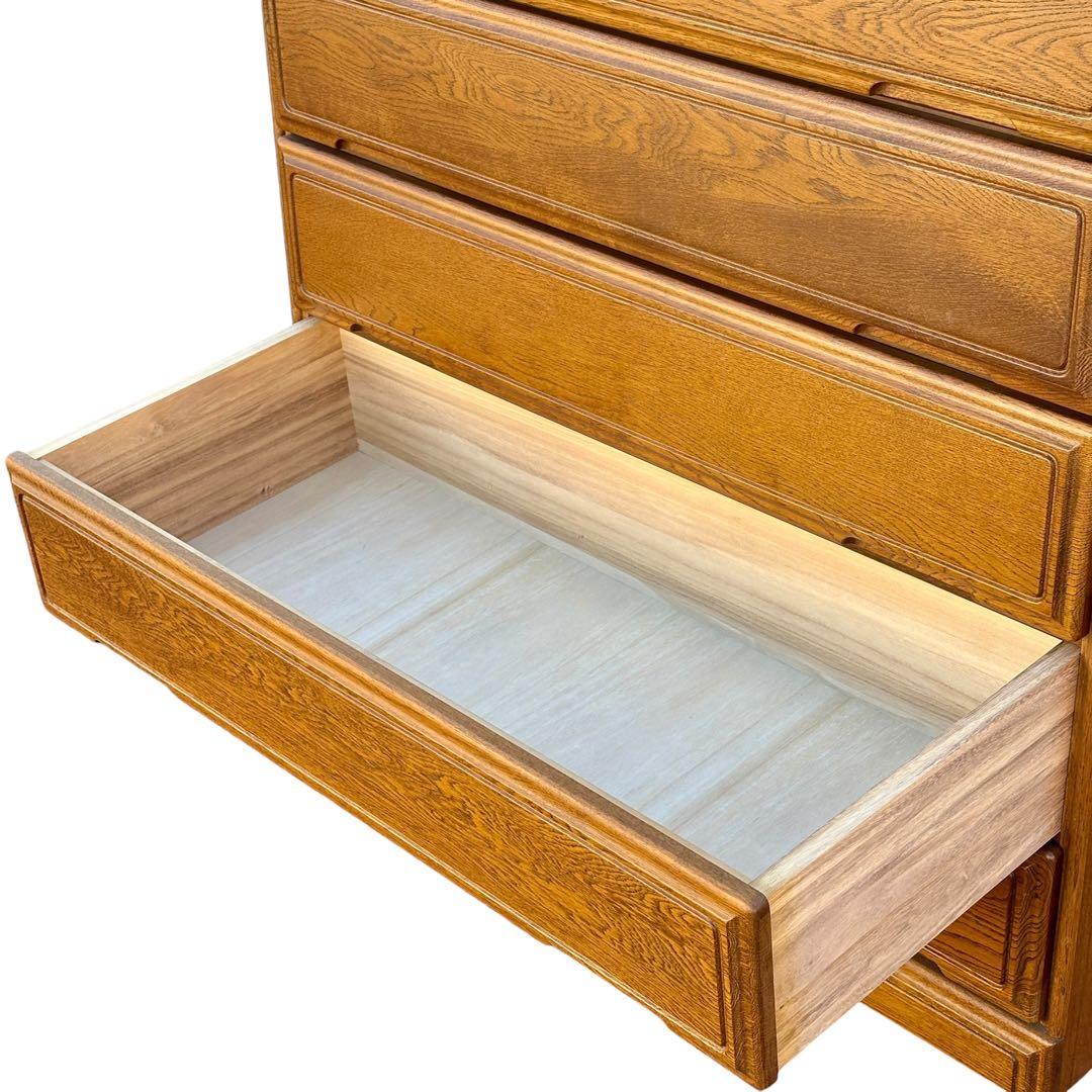 起立木工 ハイチェスト 7段 国産 ナラ材 鍵付き 婚礼家具 クラシック