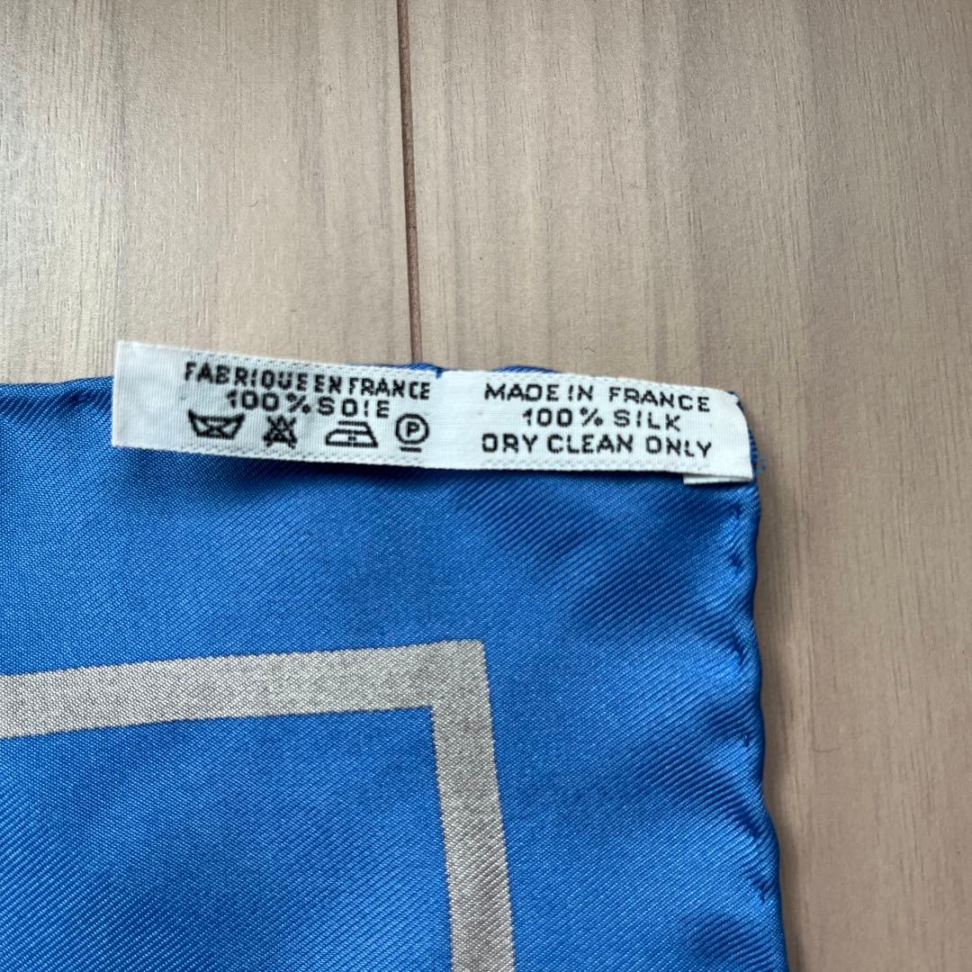 R*読様 ✨エルメス✨シルク100% スカーフ青 リボンデザイン