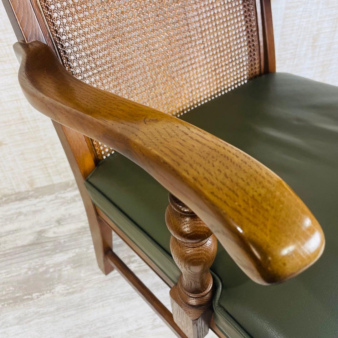 飛騨産業 キツツキ アームチェア ビンテージ 穂高ラタン背　オールド調　肘掛椅子