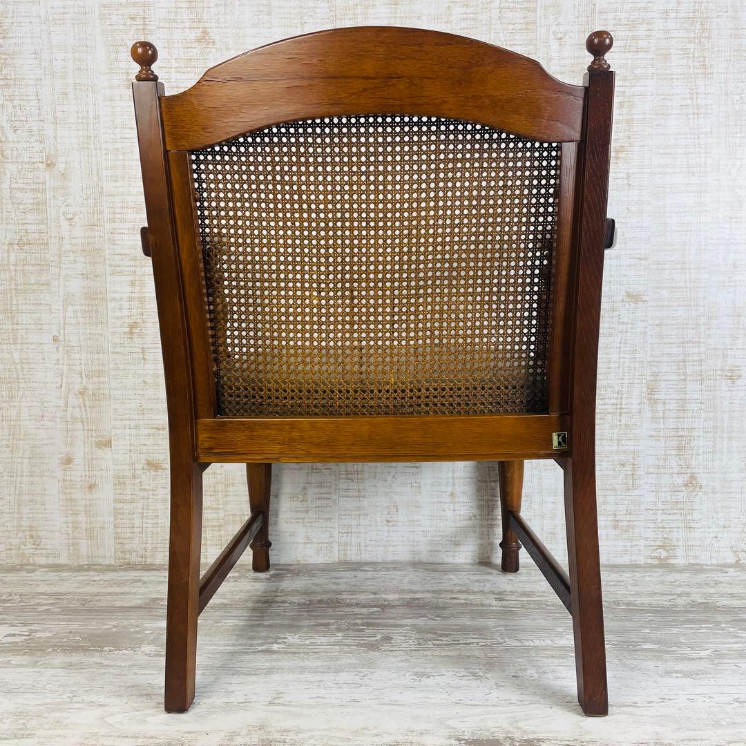 飛騨産業 キツツキ アームチェア ビンテージ 穂高ラタン背　オールド調　肘掛椅子