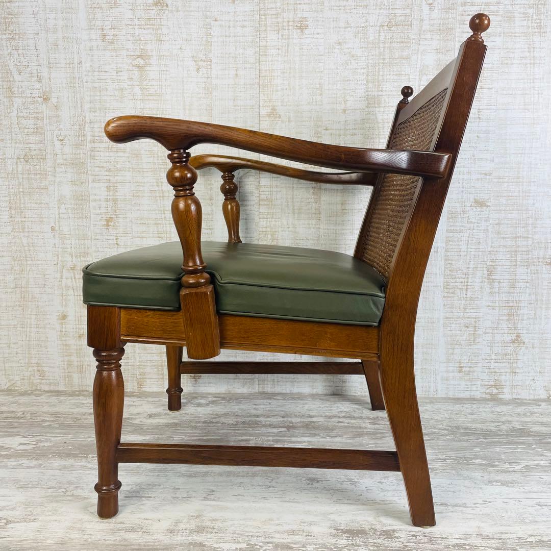 飛騨産業 キツツキ アームチェア ビンテージ 穂高ラタン背　オールド調　肘掛椅子