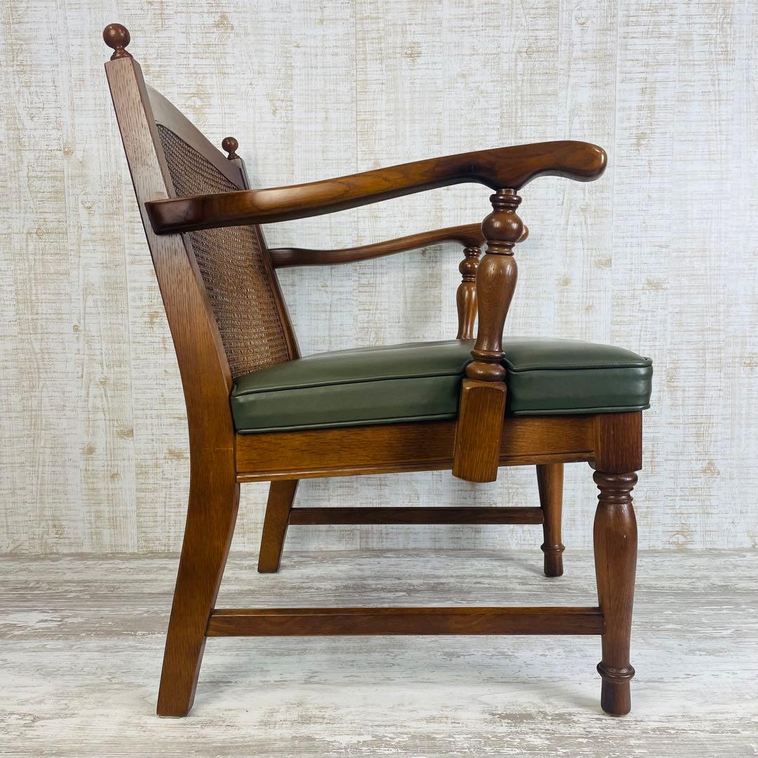 飛騨産業 キツツキ アームチェア ビンテージ 穂高ラタン背　オールド調　肘掛椅子