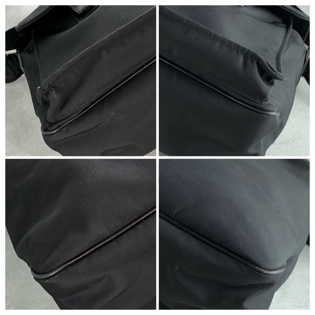 美品✨A4可 フェラガモ メッセンジャーバッグ ナイロン×レザー 斜め掛け 黒