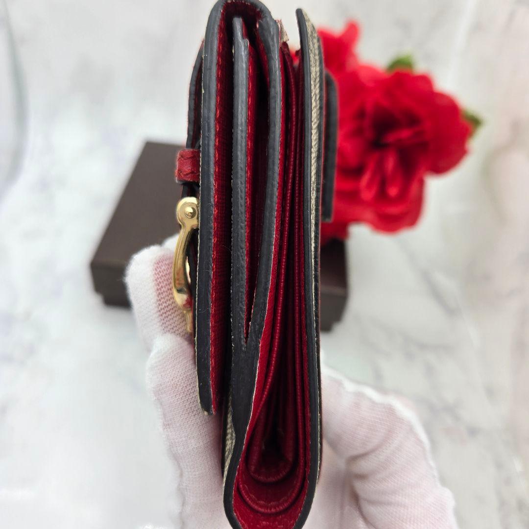 【希少】 GUCCI グッチ 折り財布 財布 GG スプリーム ベルト レッド