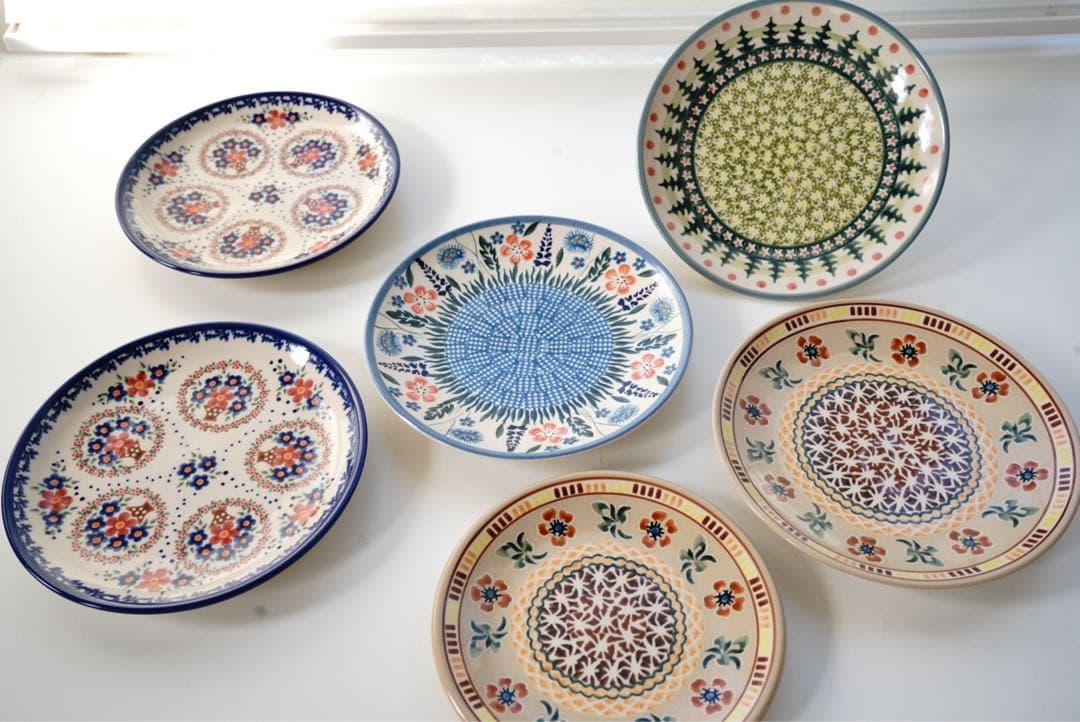 皿20cm5枚17cm1枚セット＊和洋お料理合わせやすいポーリッシュポタリー花柄