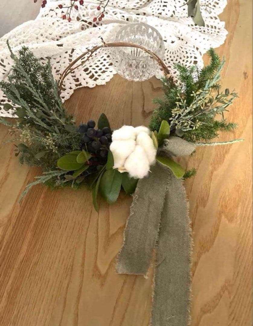クリスマスリース　スワッグ　ドライフラワー　ハンドメイド