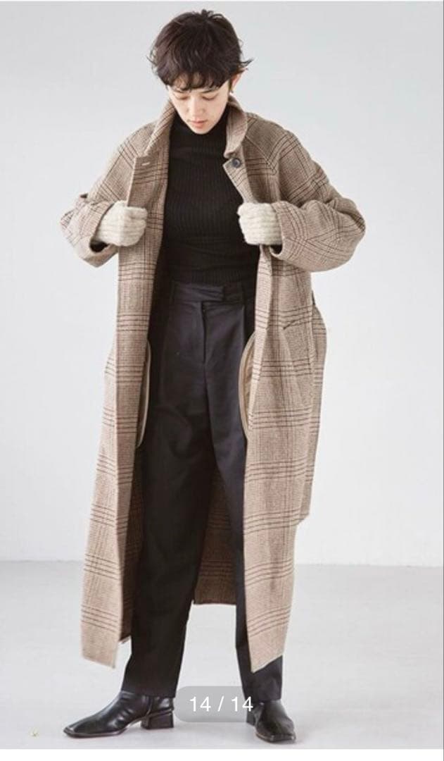 TODAYFUL ステンカラーチェックコート　36