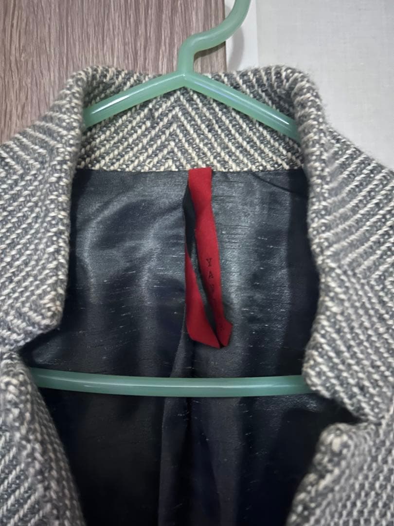 YANTOR ヘリンボーン コート チェスター ジャケット ノーカラー ヤントル