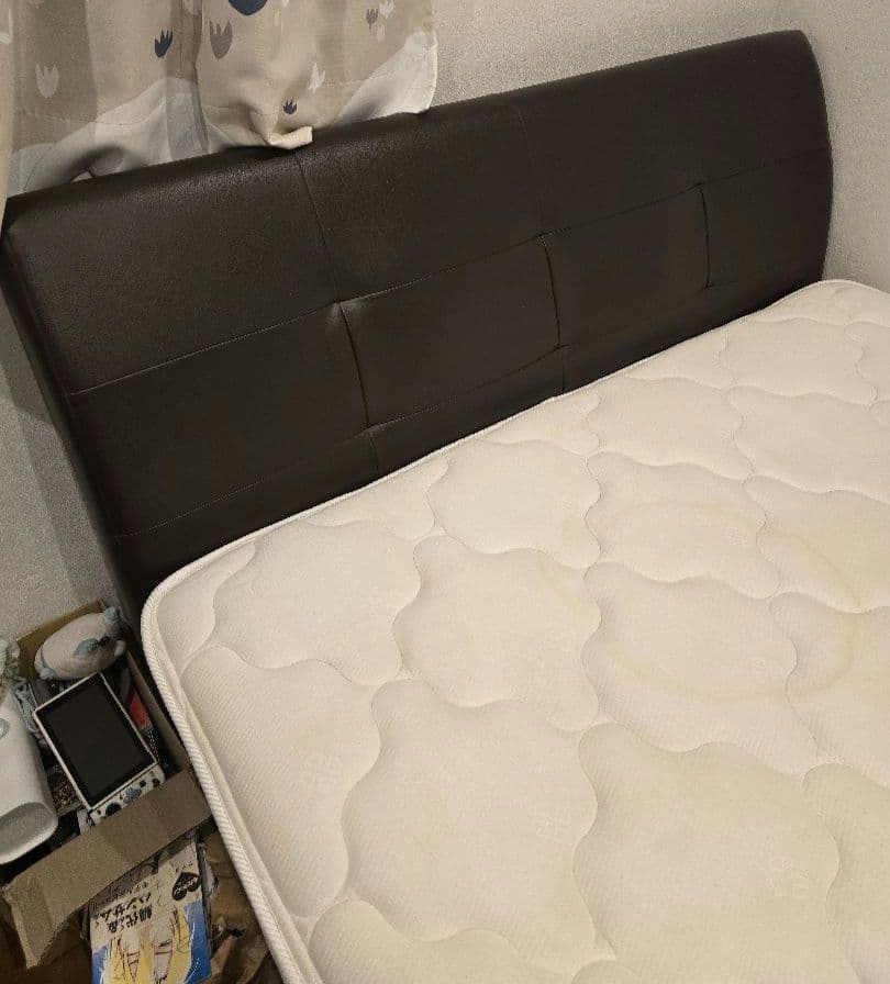 ドリームベッド 跳ね上げ式収納つきダブルベッド 革ヘッドボード 2/22まで