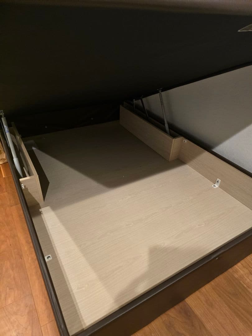 ドリームベッド 跳ね上げ式収納つきダブルベッド 革ヘッドボード 2/22まで