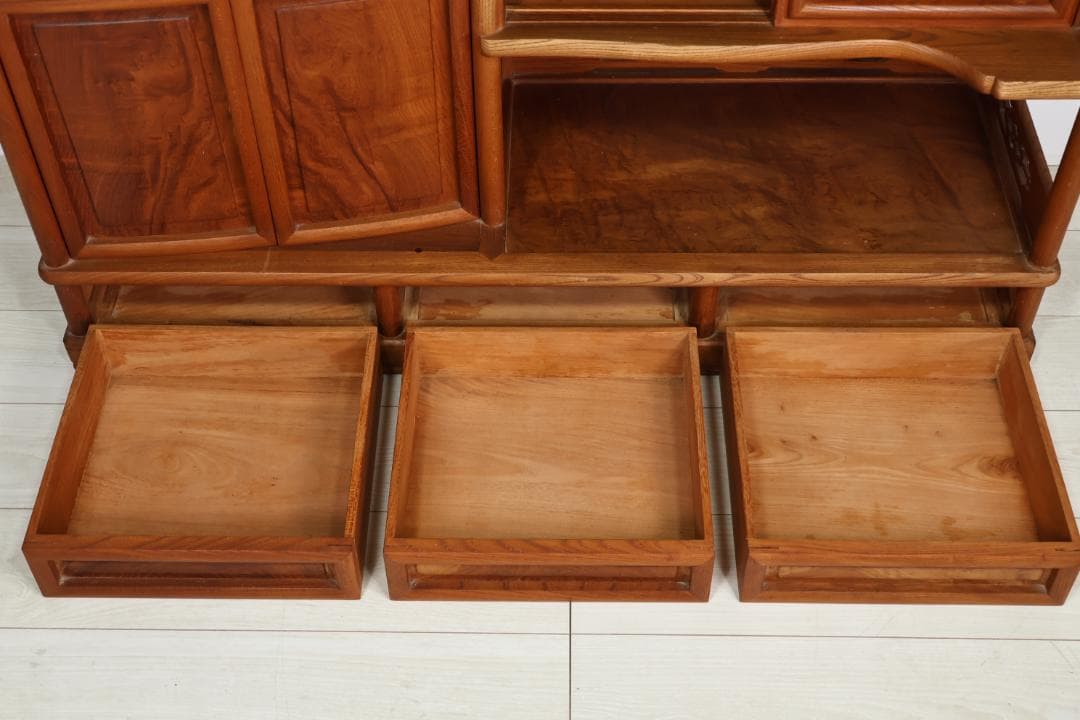 特注品　総無垢欅製　茶棚　茶箪笥　飾り棚　茶道具　煎茶道具 BJ221