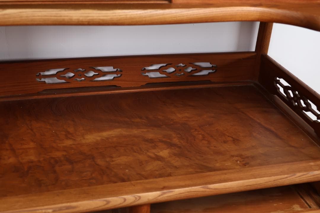 特注品　総無垢欅製　茶棚　茶箪笥　飾り棚　茶道具　煎茶道具 BJ221