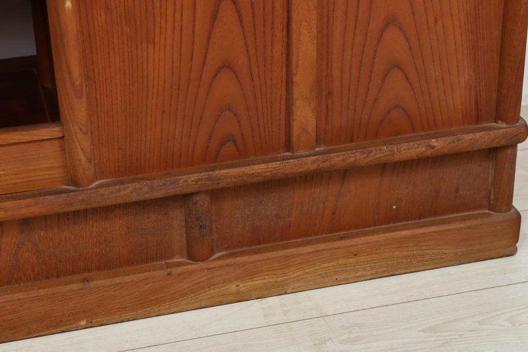 特注品　総無垢欅製　茶棚　茶箪笥　飾り棚　茶道具　煎茶道具 BJ221