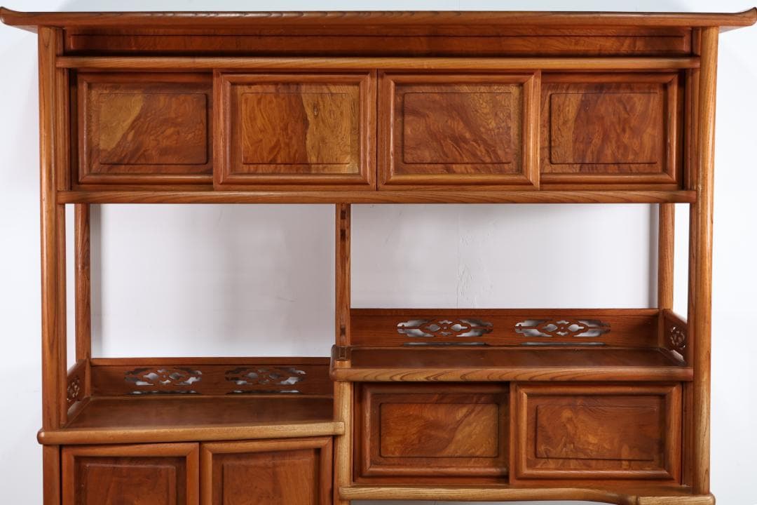 特注品　総無垢欅製　茶棚　茶箪笥　飾り棚　茶道具　煎茶道具 BJ221