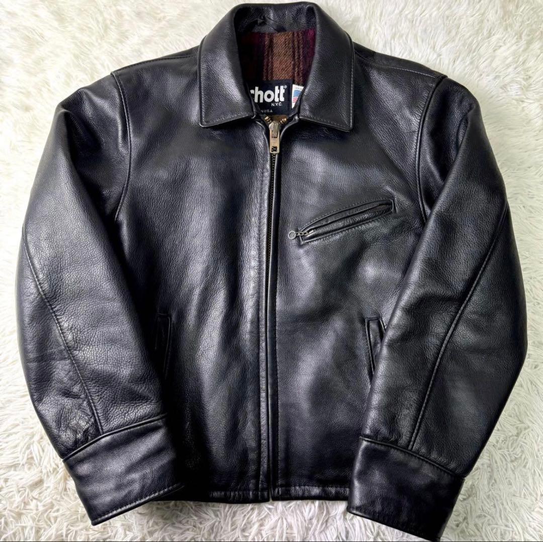 【Schott】 黒 レザージャケット38 米国製
