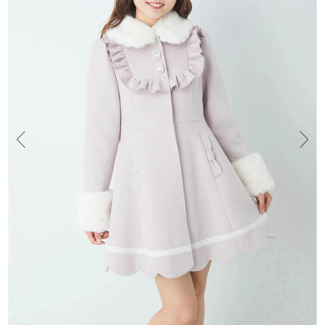 AnkRouge フロントビジュースカラップドーリーコート ピンク