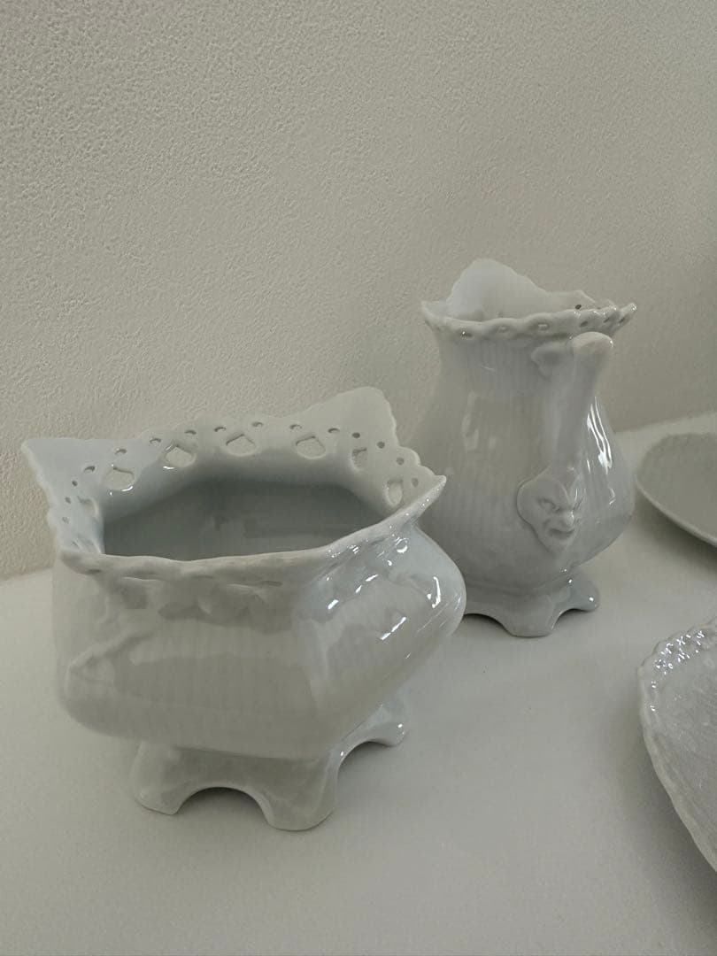 美品ロイヤルコペンハーゲン　ホワイトフルーテッド　フルレース　ハーフレース♡