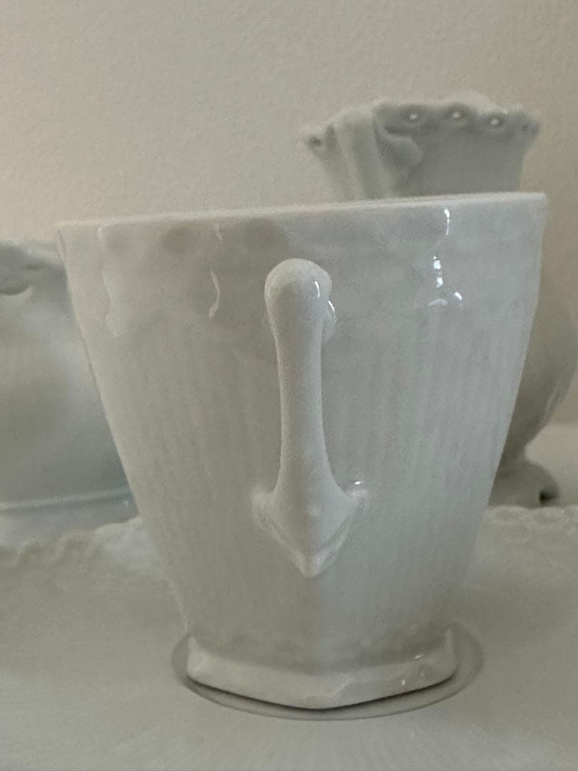 美品ロイヤルコペンハーゲン　ホワイトフルーテッド　フルレース　ハーフレース♡