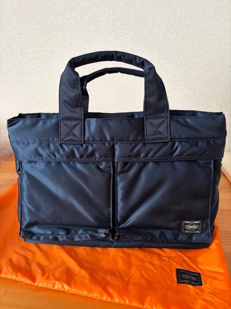 PORTER / TANKER トートバッグ　ネイビー　オレンジ保存袋付き