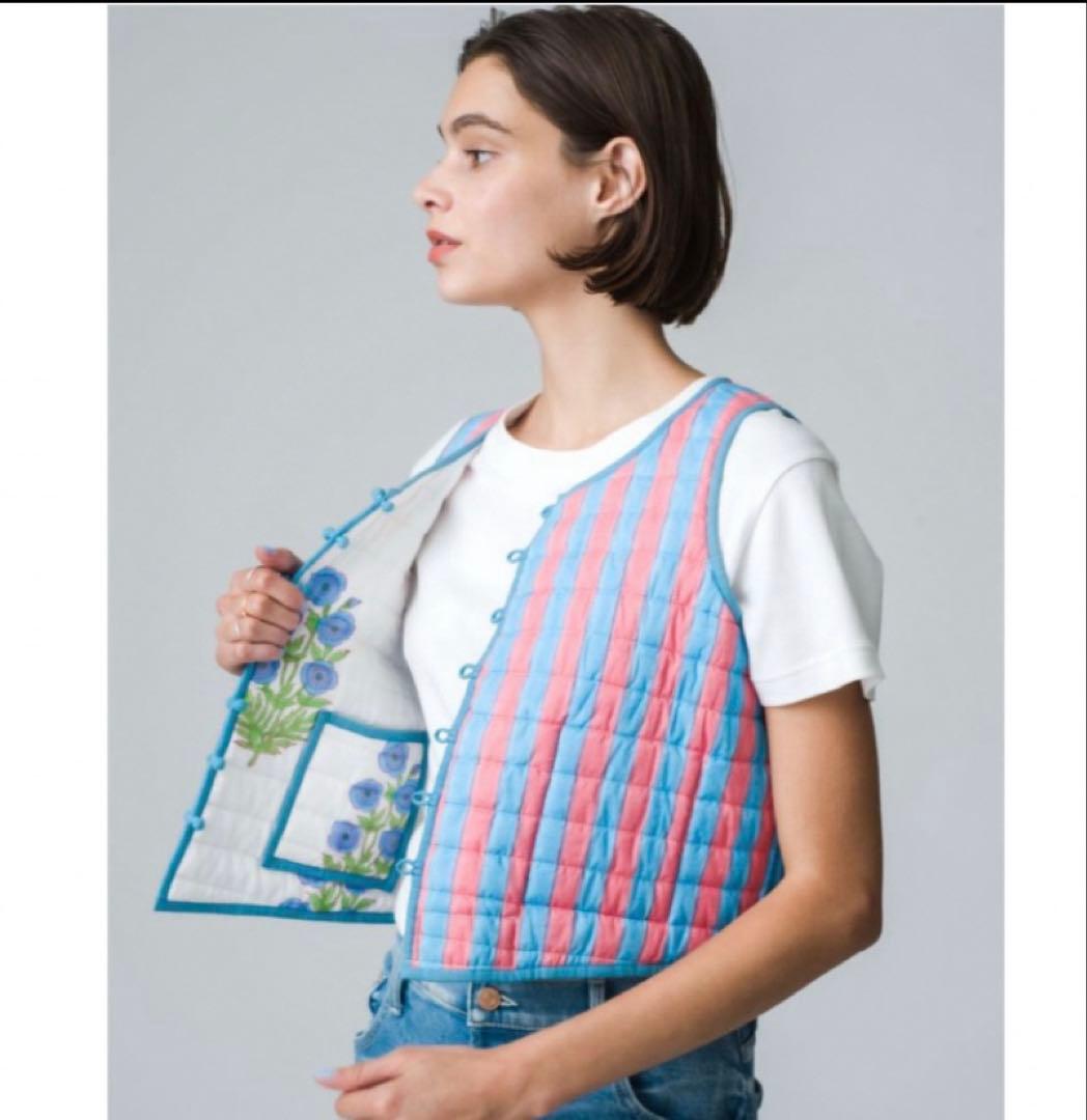 ジャケット・アウター SZ Blockprints QUILTED VEST POPPY